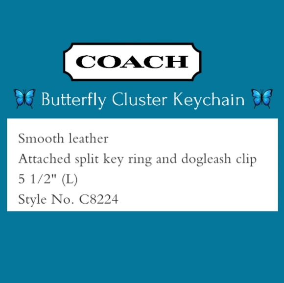 Coach BLUE DENIM Butterfly Cluster Keychain/ Charm 🦋 - Picture 3 of 6